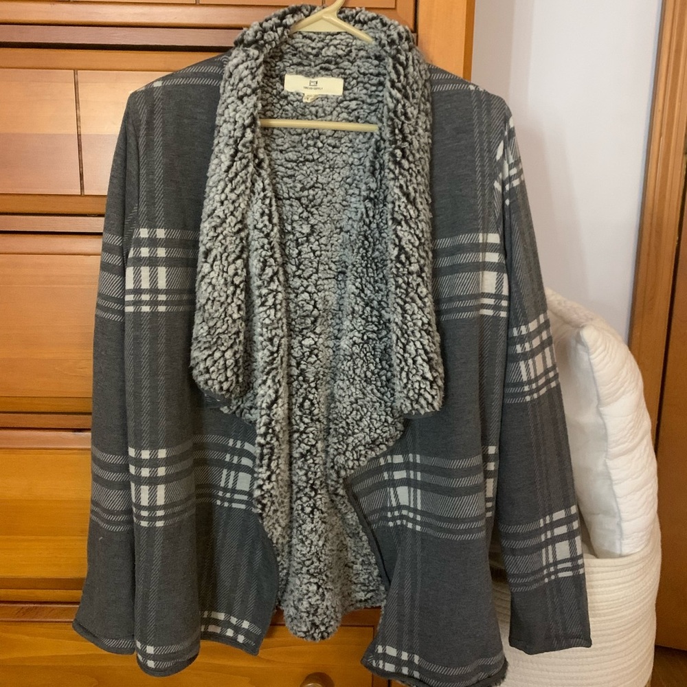 Thread & Supply Drape Open Front Sherpa Cardigan - image 1